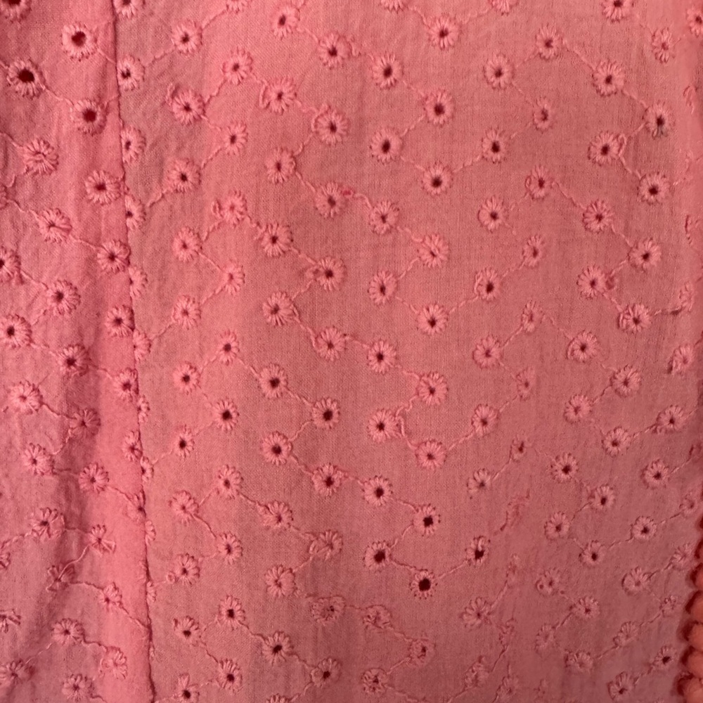 TAJ by Sabrina Crippa NWT Oversized Pink Eyelet Tiered Dress Resort Boho Size S - Picture 3 of 11